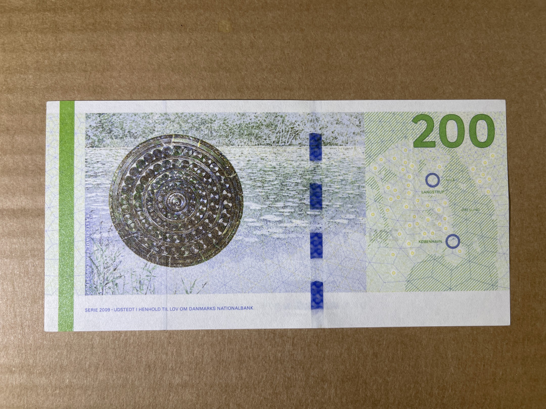 《张总收藏》32期—海外筋票 丹麦200克朗 UNC 大桥版 A0冠
