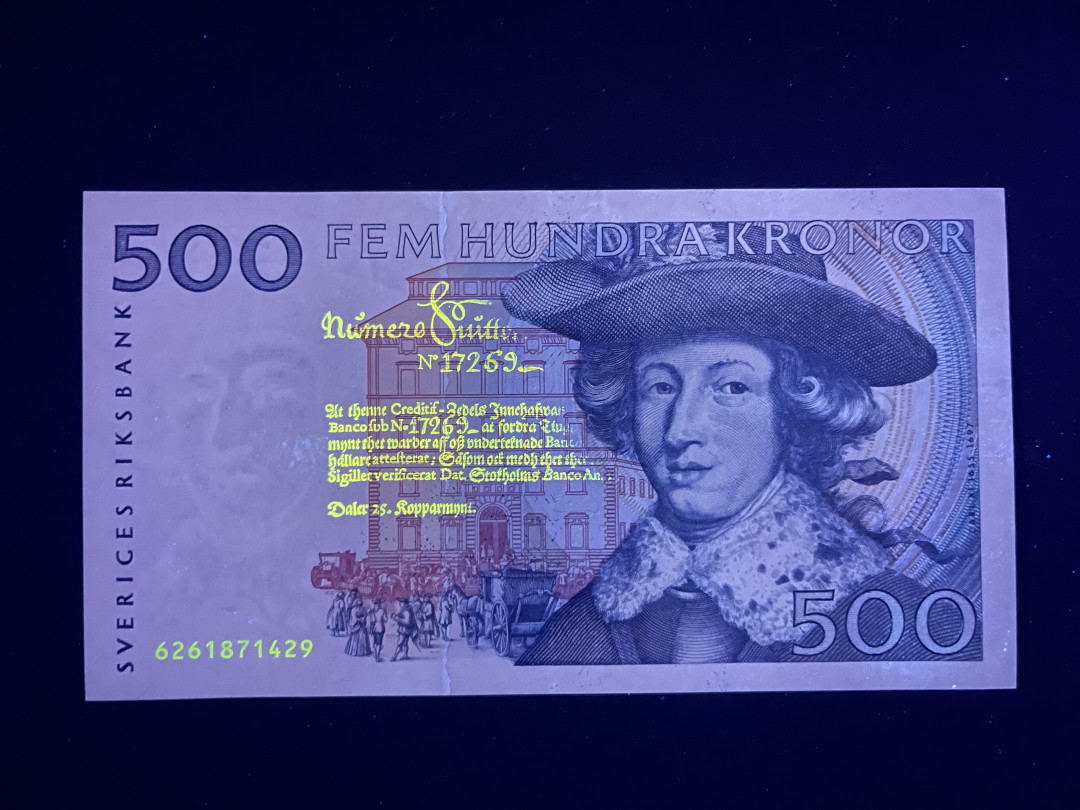 《张总收藏》32期—海外筋票 瑞典500克朗 UNC 蓝卡尔 