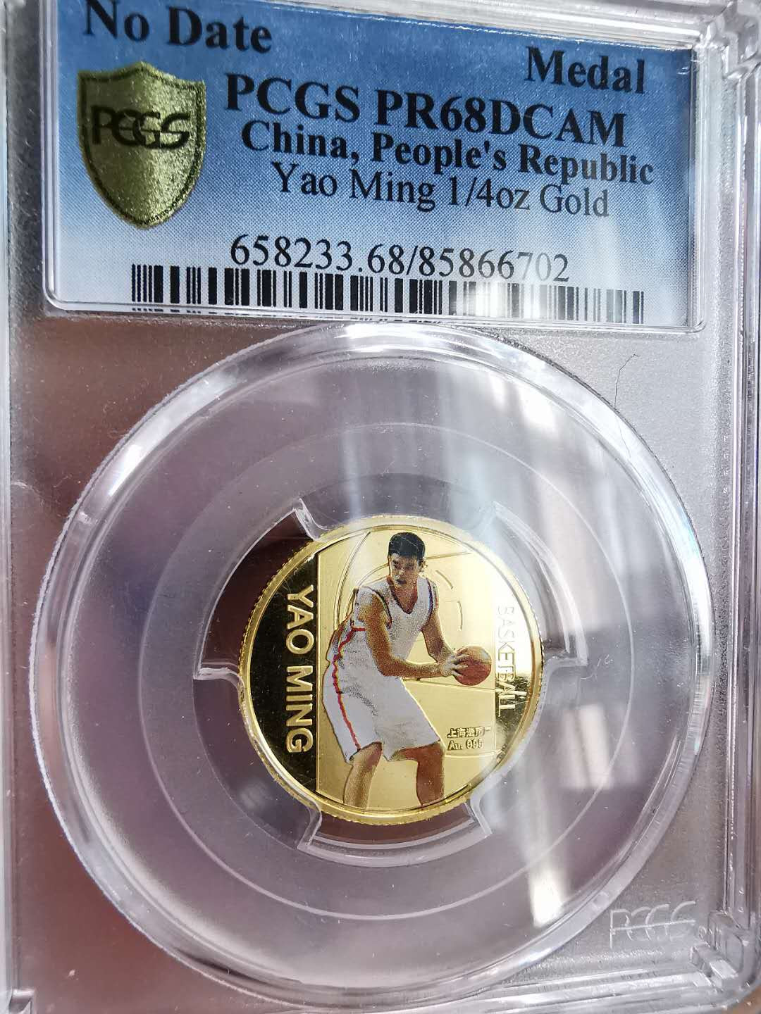 凡希社世界钱币微拍第一百六十四期 姚明纪念金章1/4盎司纯金PCGS-PF68DCAM