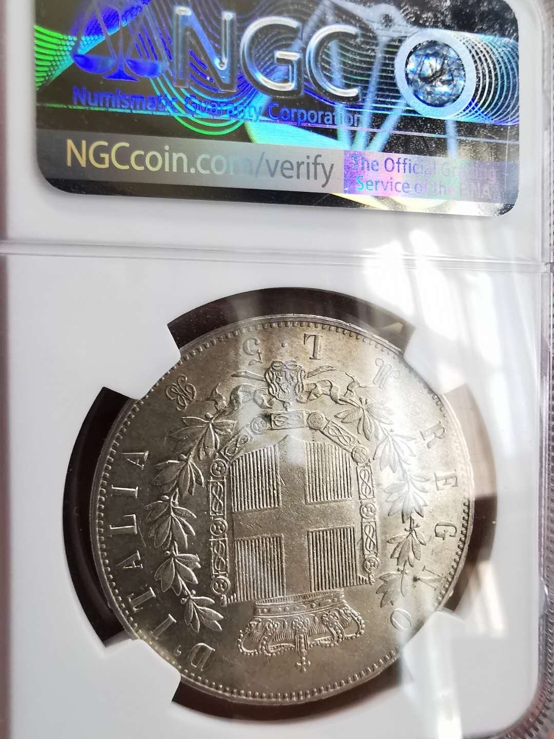 凡希社世界钱币微拍第一百六十四期 1874意大利5里拉大银NGC-MS62