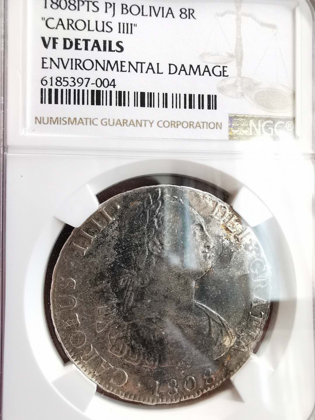凡希社世界钱币微拍第一百六十四期 1808玻利维亚卡四双柱NGC-VFD