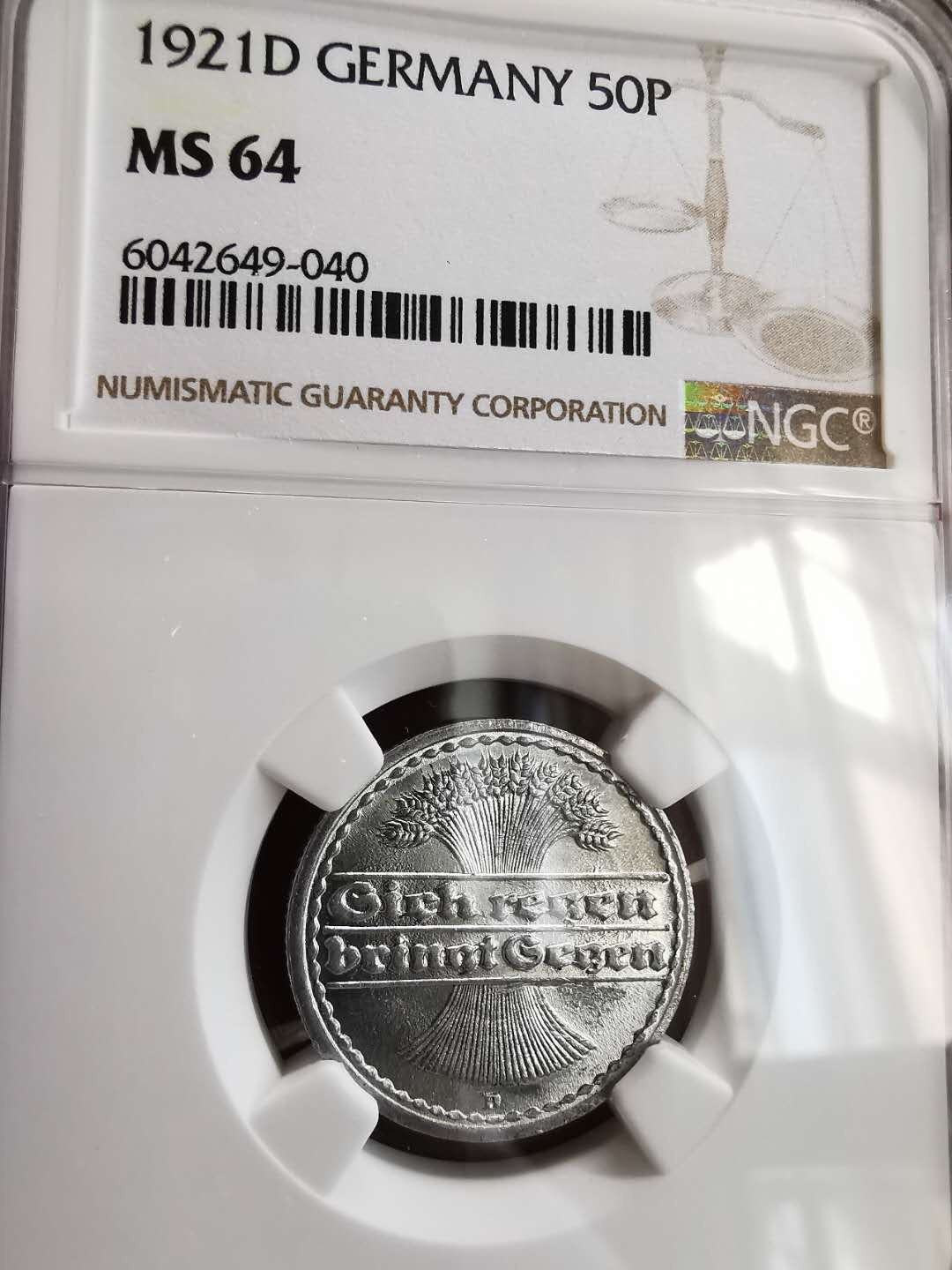 凡希社世界钱币微拍第一百六十四期 1921D魏玛50芬尼NGC-MS64