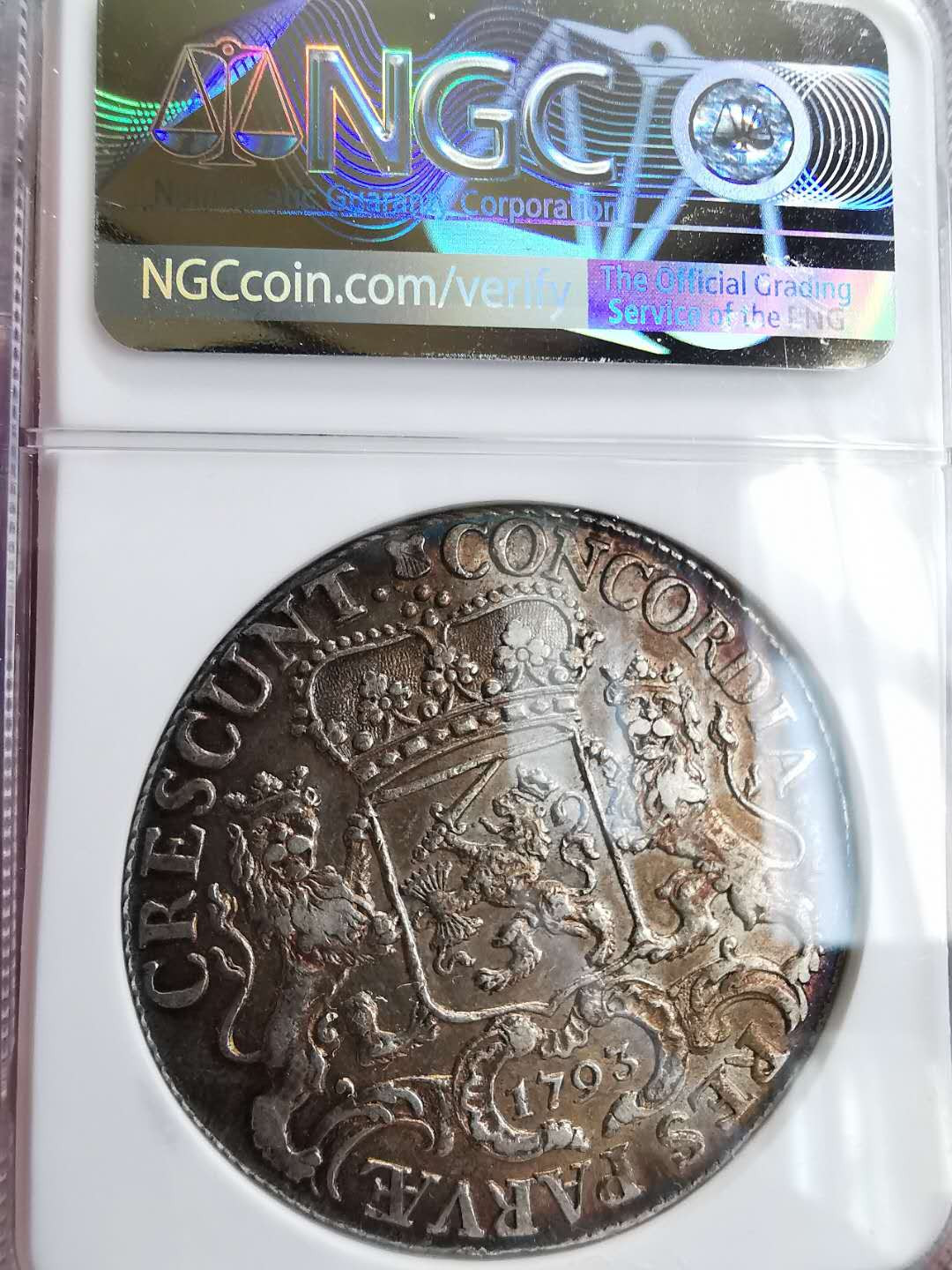 凡希社世界钱币微拍第一百六十四期 稀！1793荷兰乌特勒支大马剑NGC-AU58原味品！