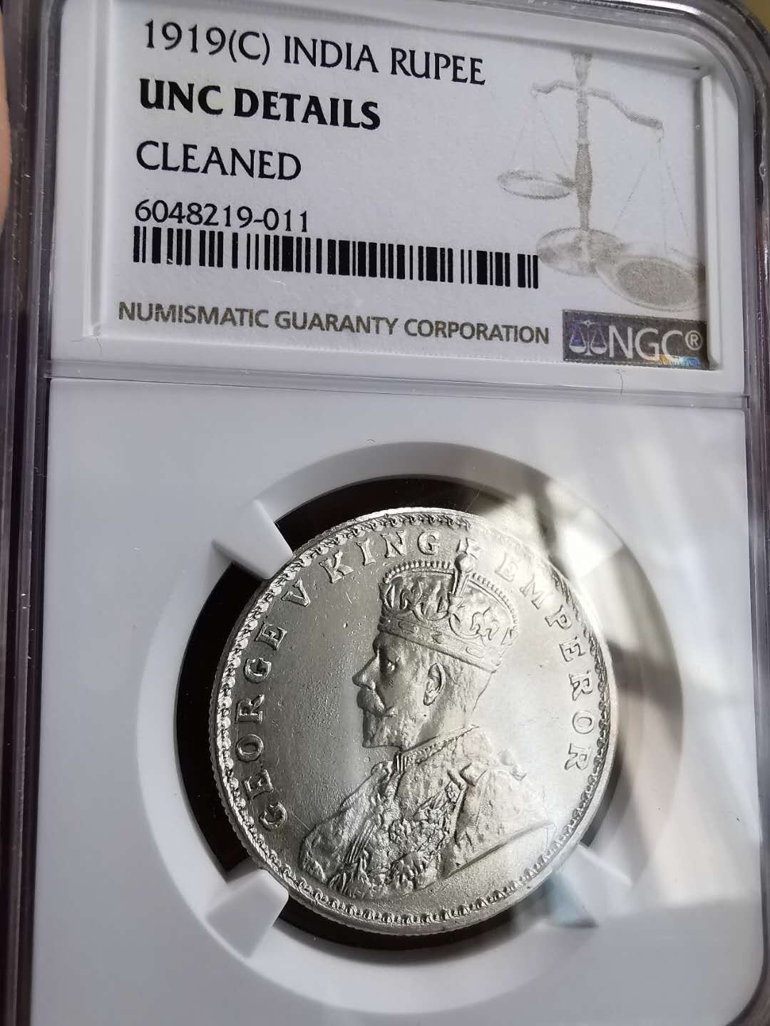 凡希社世界钱币微拍第一百六十四期 1919印度乔五卢比NGC-UNCD