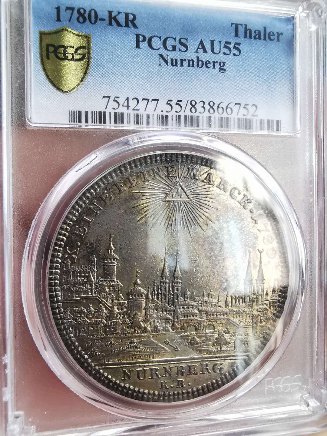 凡希社世界钱币微拍第一百六十四期 荐！1780德国纽伦堡城市景观泰勒PCGS-AU55