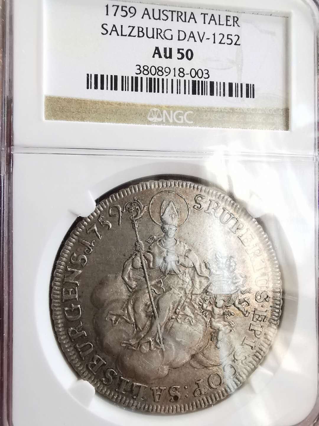 凡希社世界钱币微拍第一百六十四期 1759萨尔茨堡主教区泰勒大银NGC-AU50