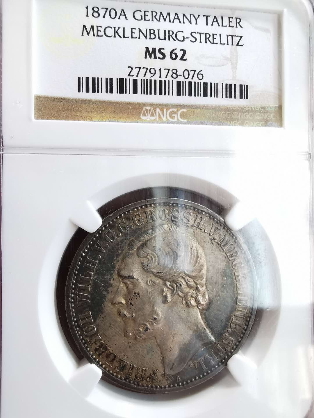 凡希社世界钱币微拍第一百六十四期 1870梅克伦堡泰勒NGC-MS62