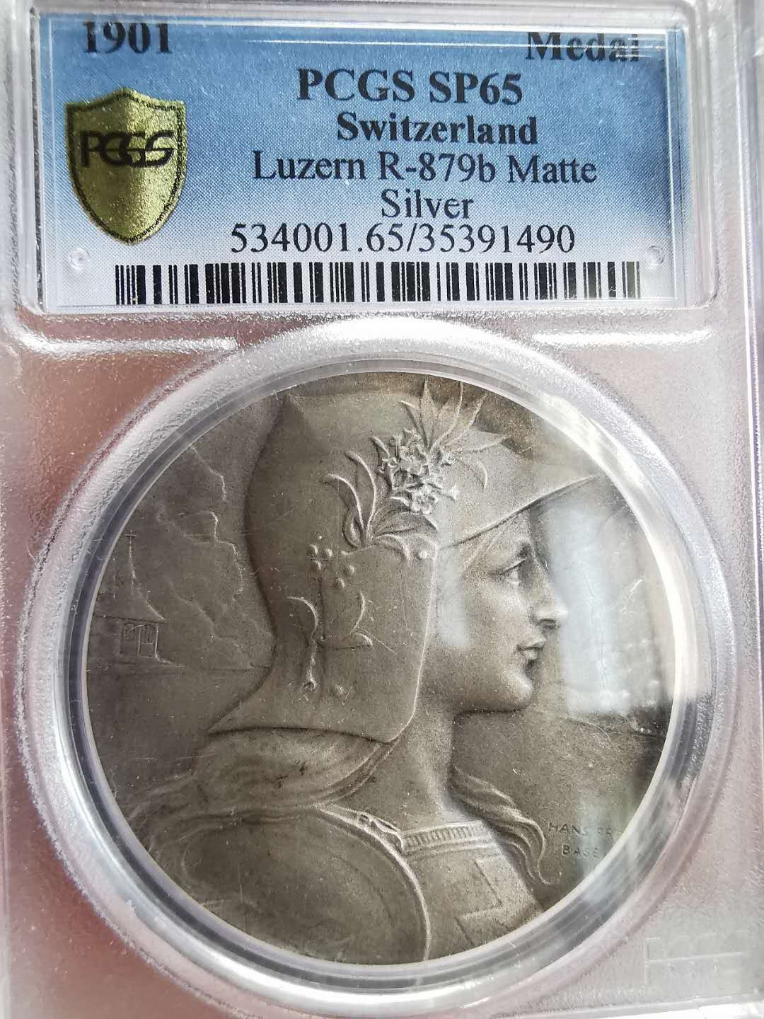 凡希社世界钱币微拍第一百六十四期 1901瑞士卢塞恩射击节大银章PCGS-SP65经典！