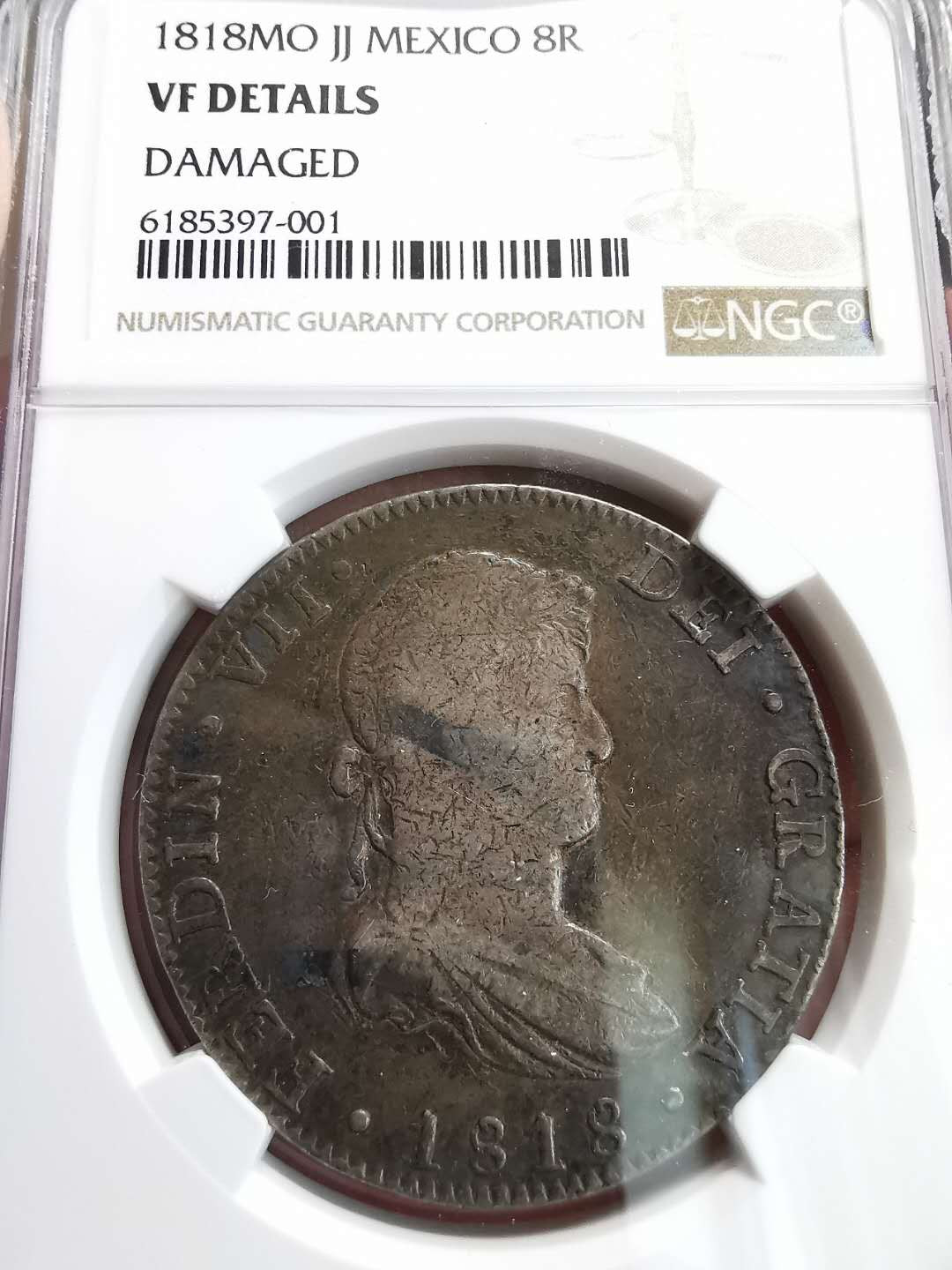 凡希社世界钱币微拍第一百六十四期 1818墨西哥费七双柱NGC-VFD