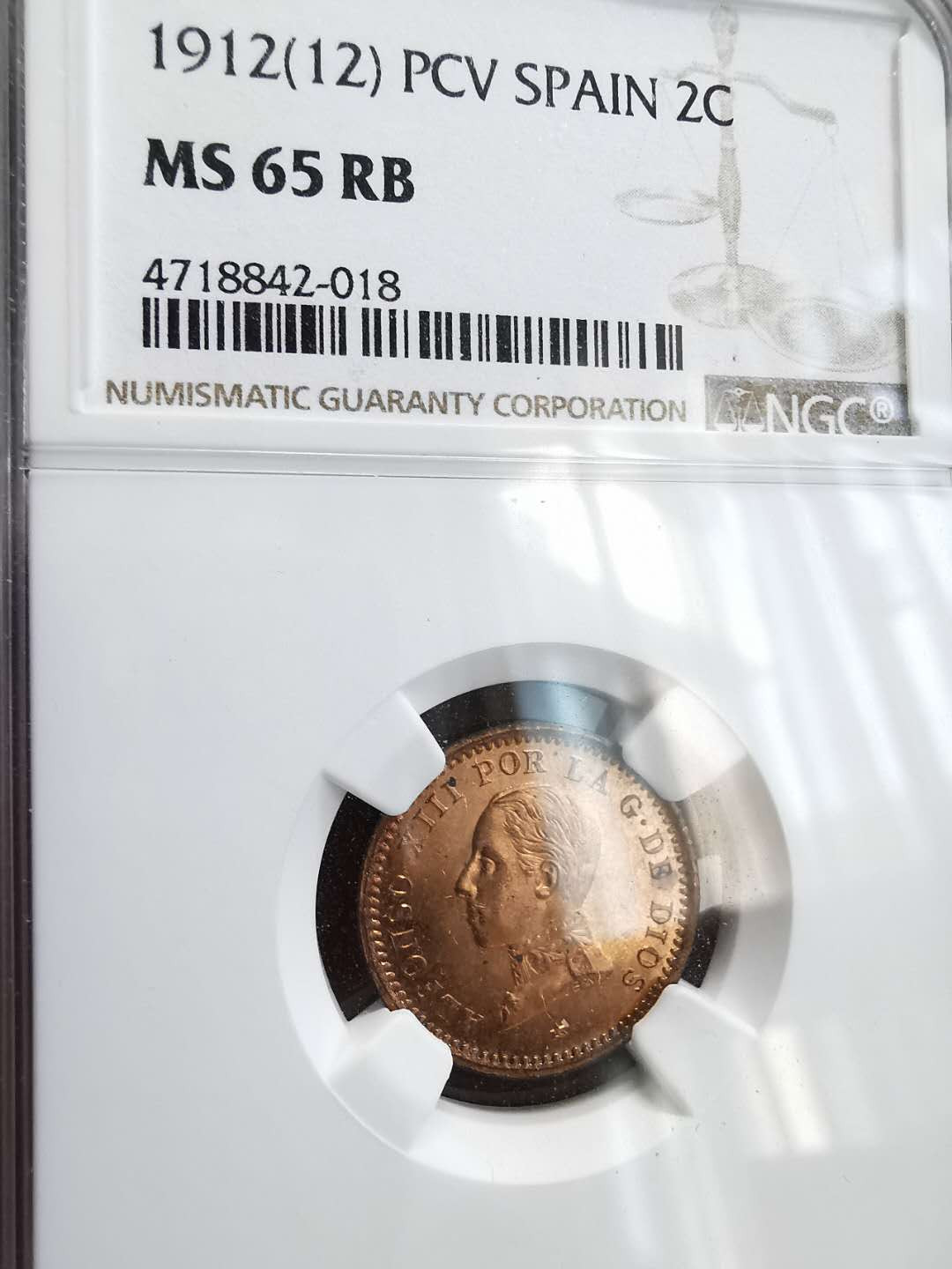 凡希社世界钱币微拍第一百六十四期 1912西班牙2分NGC-MS65