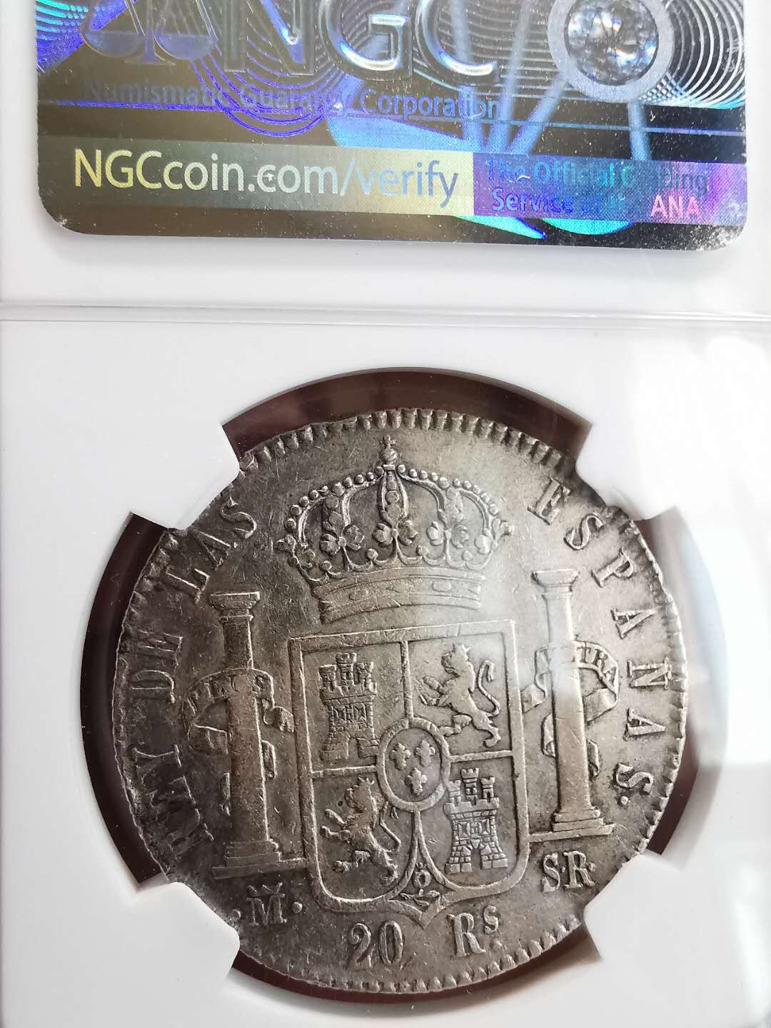 凡希社世界钱币微拍第一百六十四期 1822M西班牙20R大银NGC-XF40