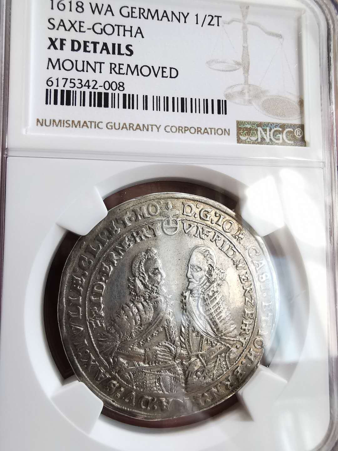 凡希社世界钱币微拍第一百六十四期 1618萨克森哥萨1/2泰勒NGC-XFD