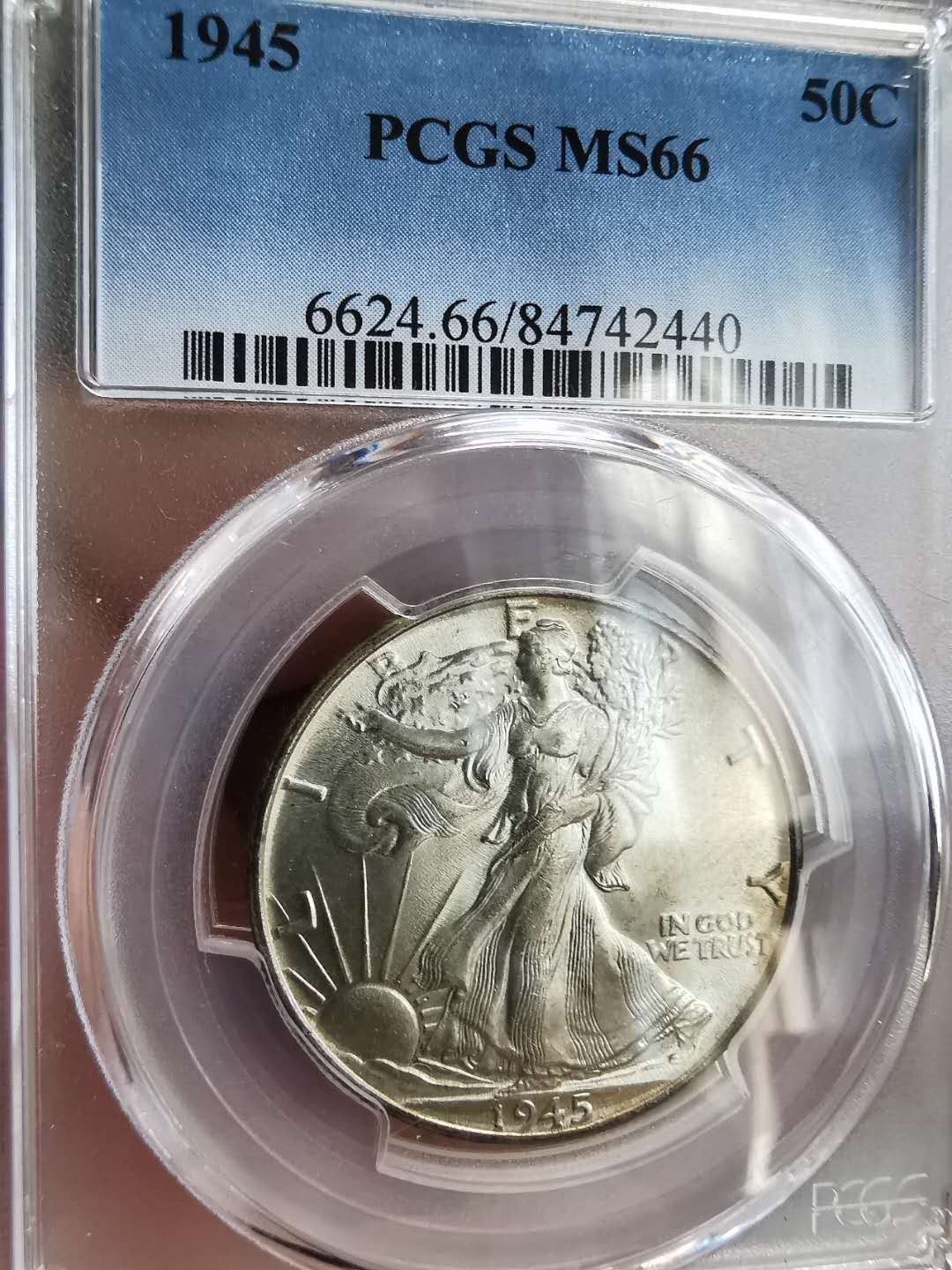 凡希社世界钱币微拍第一百六十四期 1945美国行走半圆PCGS-MS66