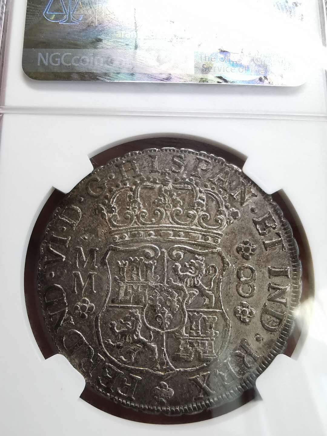 凡希社世界钱币微拍第一百六十四期 荐！1758墨西哥地球双柱NGC-AU55原味包浆！