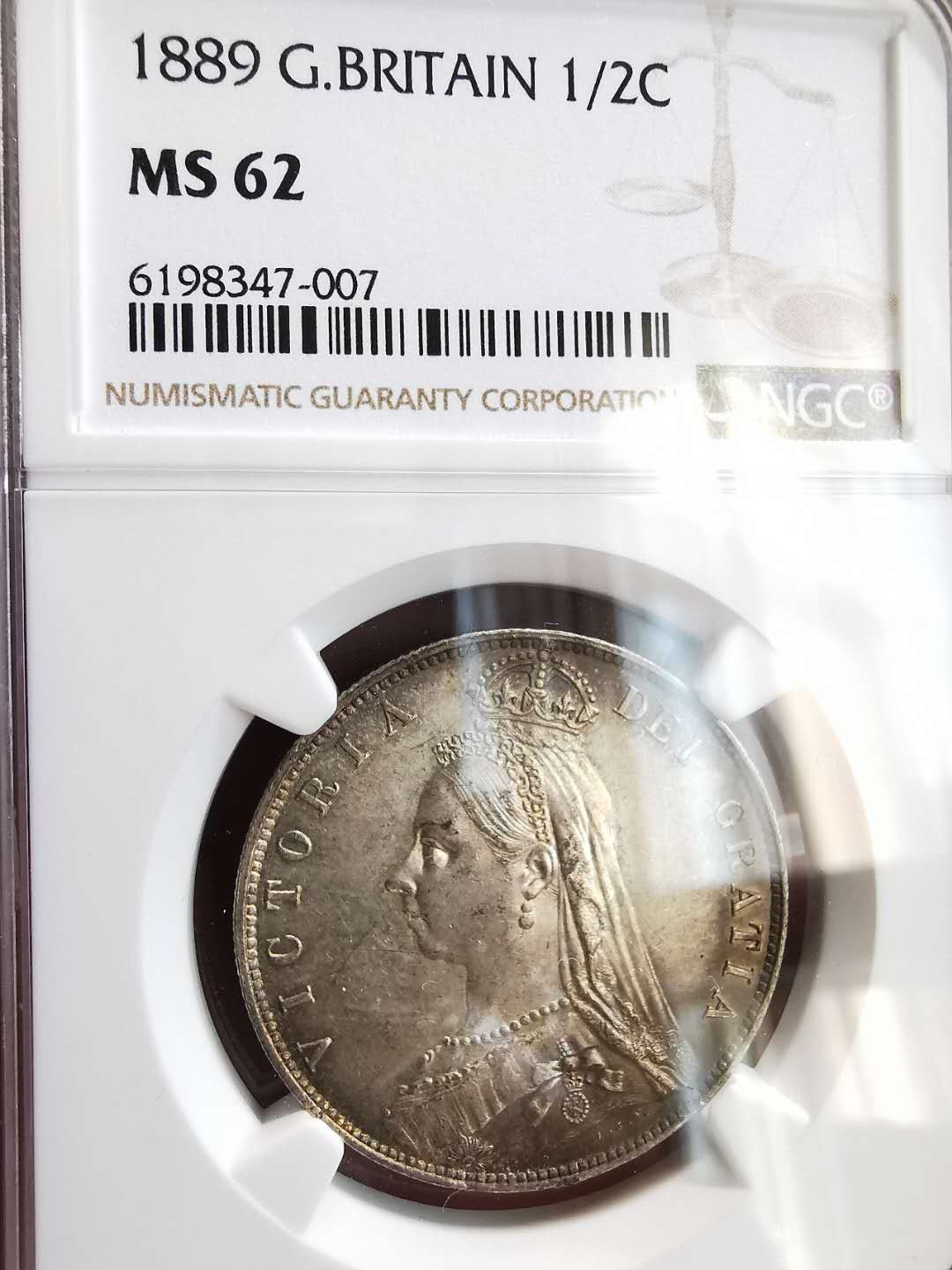 凡希社世界钱币微拍第一百六十四期 1889英国老维高冠1/2克朗NGC-MS62