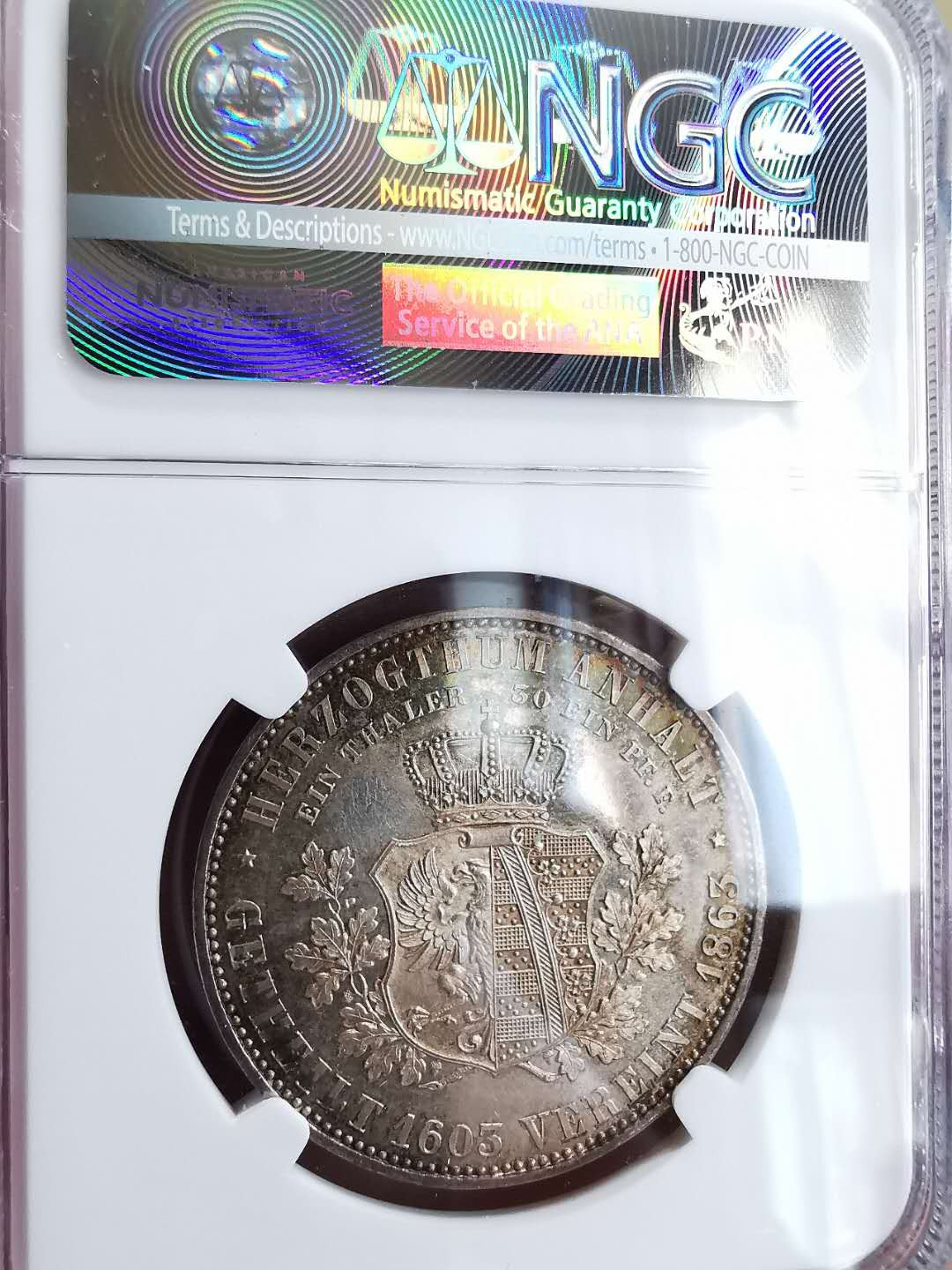 凡希社世界钱币微拍第一百六十四期 荐！1863A安哈特德绍纪念泰勒NGC-MS63+淡彩！