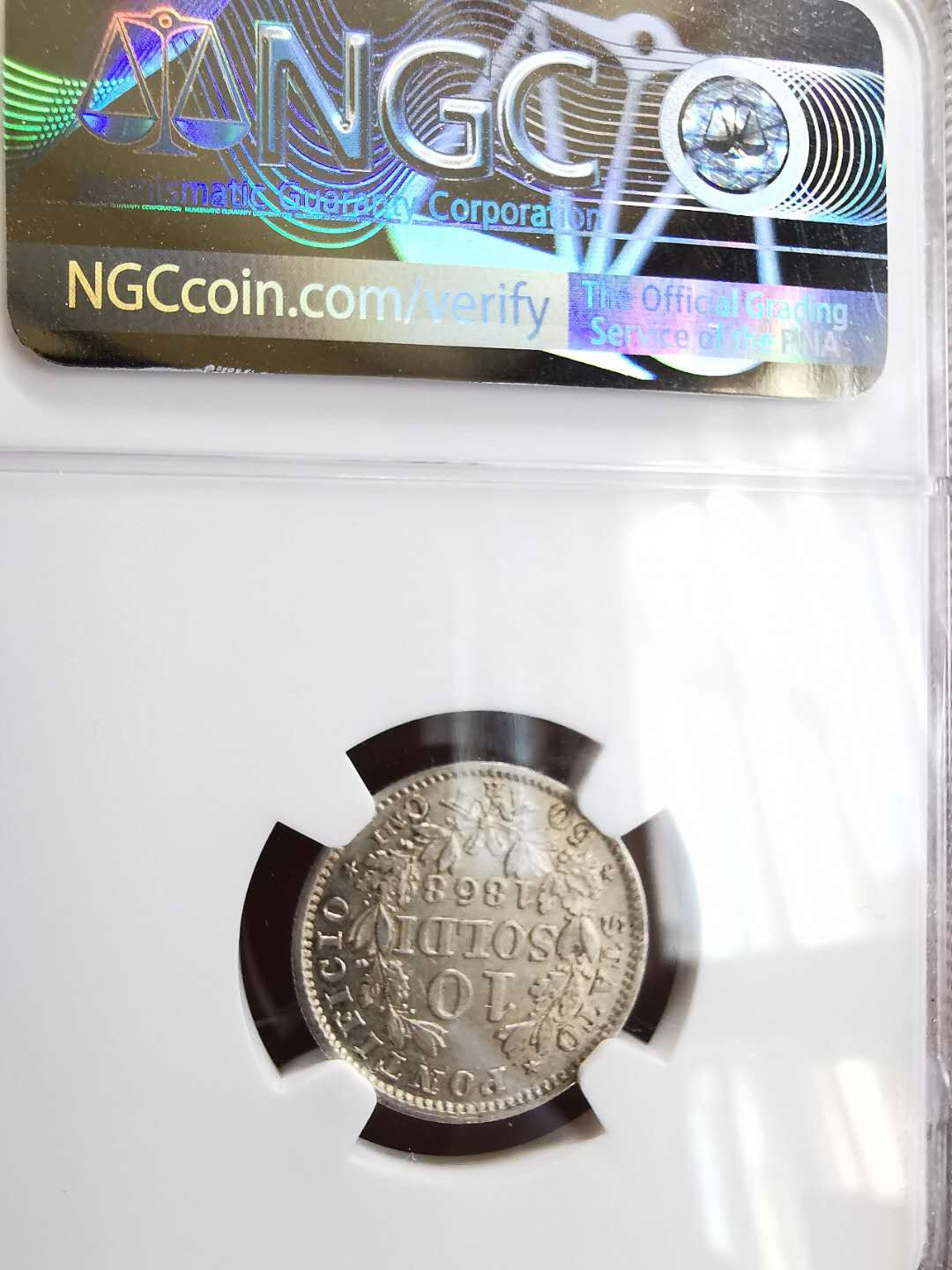 凡希社世界钱币微拍第一百六十四期 1868梵蒂冈10SOL NGC-AU58