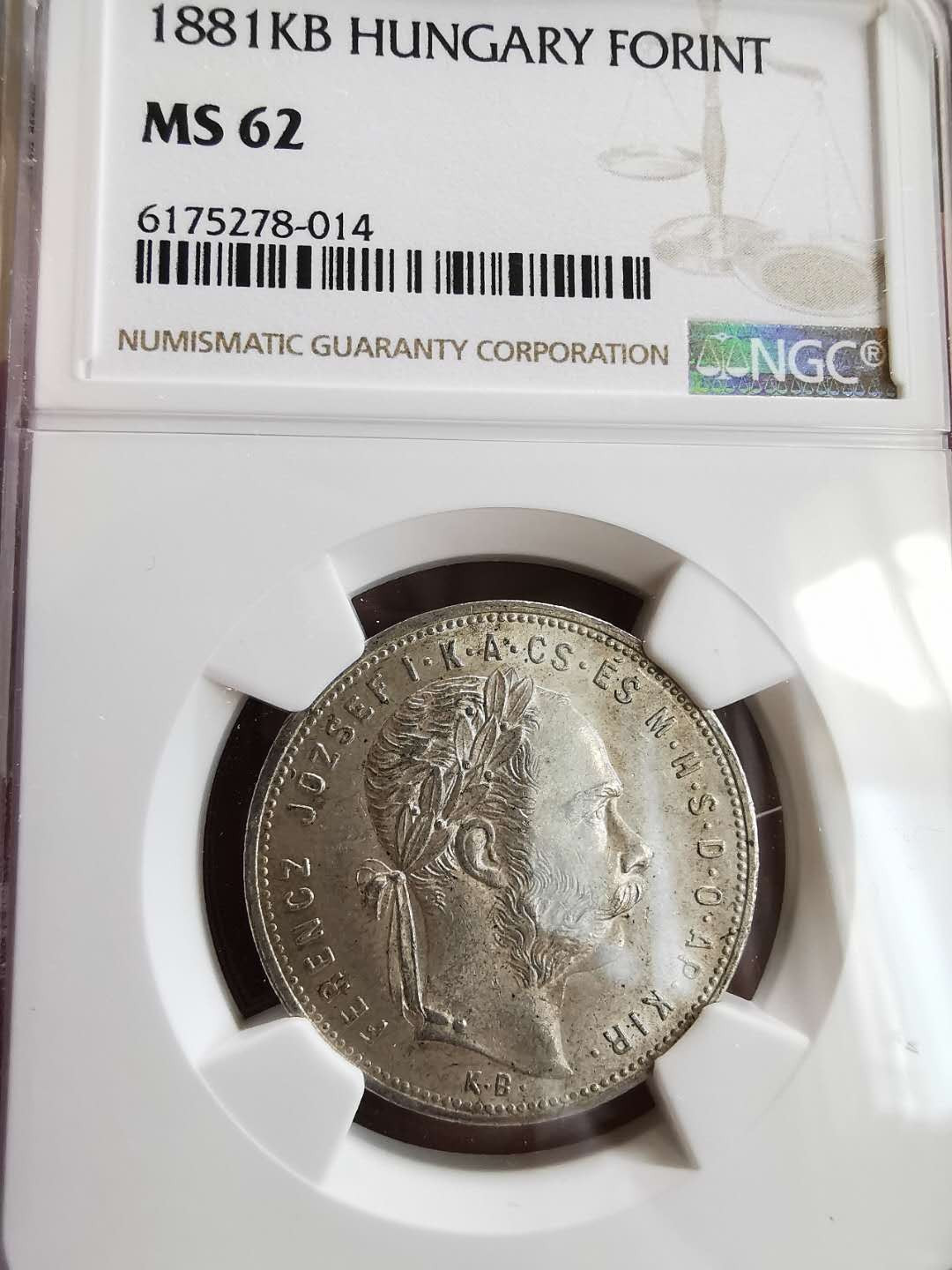 凡希社世界钱币微拍第一百六十四期 1881KB匈牙利fORINT银币NGC-MS62