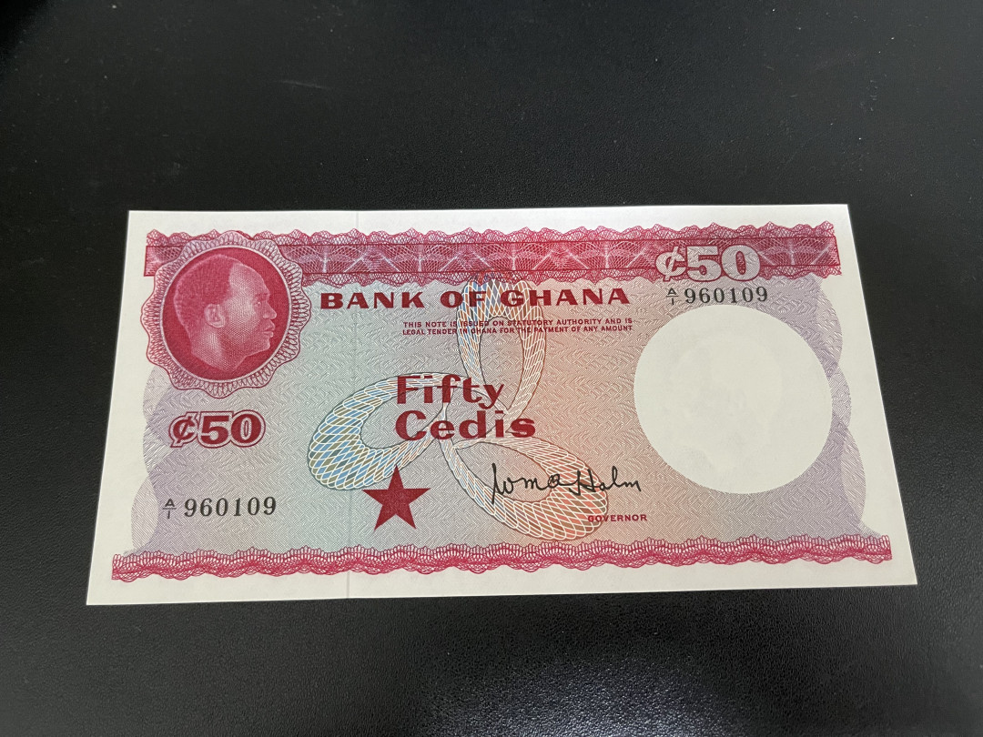 《外钞收藏家》第一百一十九期拍卖（本期106件拍品） 加纳50塞地 精致小钞 全新UNC