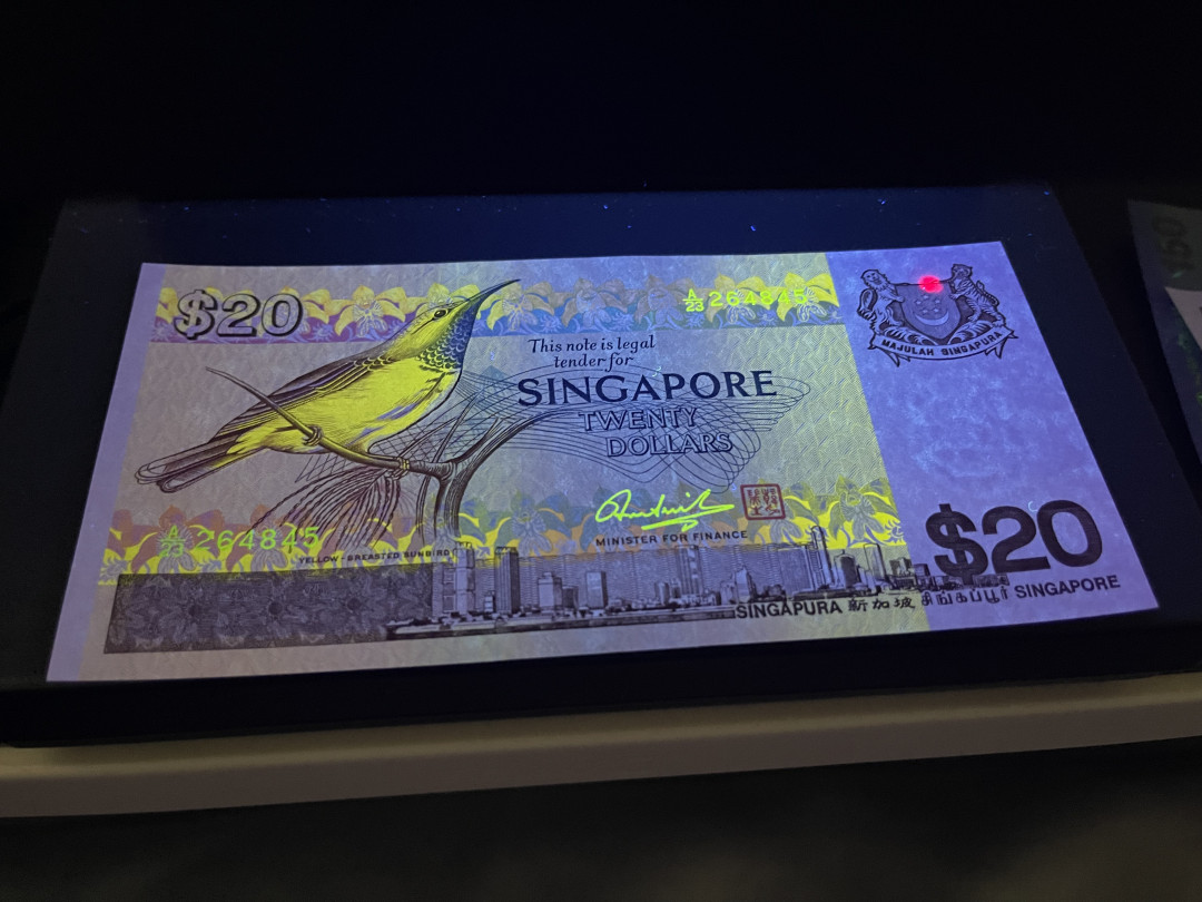 《外钞收藏家》第一百一十九期拍卖（本期106件拍品） 新加坡鸟版10元 近全新 有潮癍