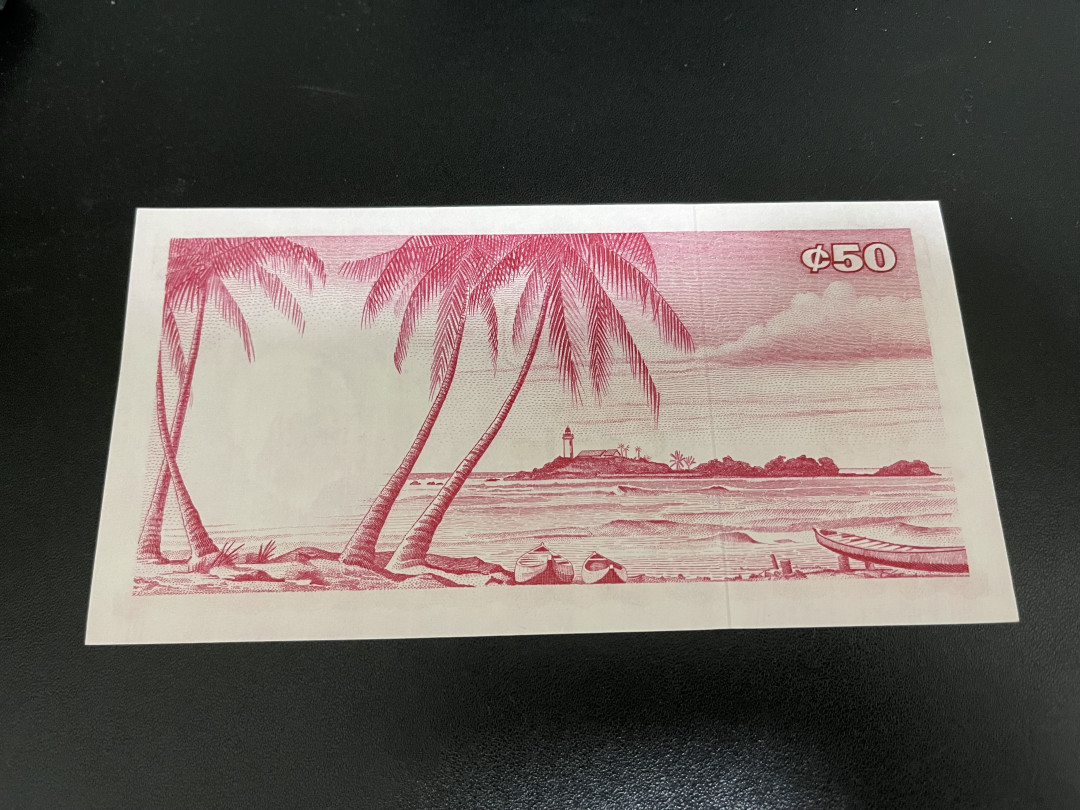 《外钞收藏家》第一百一十九期拍卖（本期106件拍品） 加纳50塞地 精致小钞 全新UNC