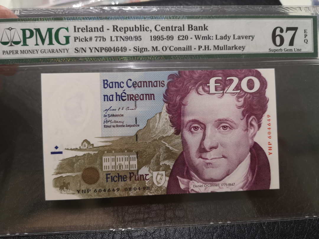 《外钞收藏家》第一百一十九期拍卖（本期106件拍品） 1995-99年爱尔兰20镑 PMG67