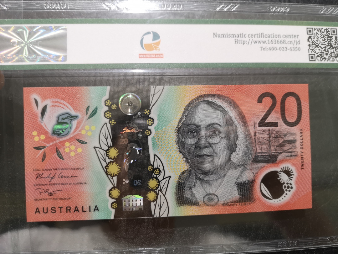 《外钞收藏家》第一百一十九期拍卖（本期106件拍品） 2019年澳大利亚20元 666豹子  CNCC评级68