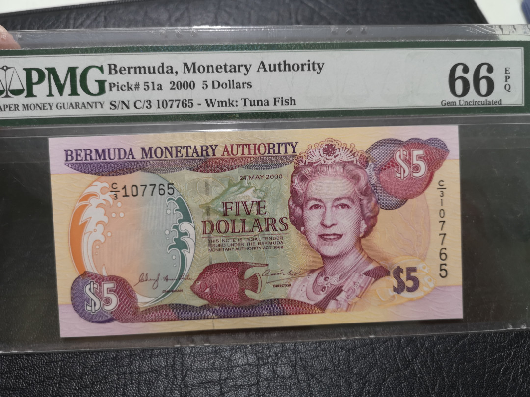 《外钞收藏家》第一百一十九期拍卖（本期106件拍品） 2000年百慕大5刀 PMG66