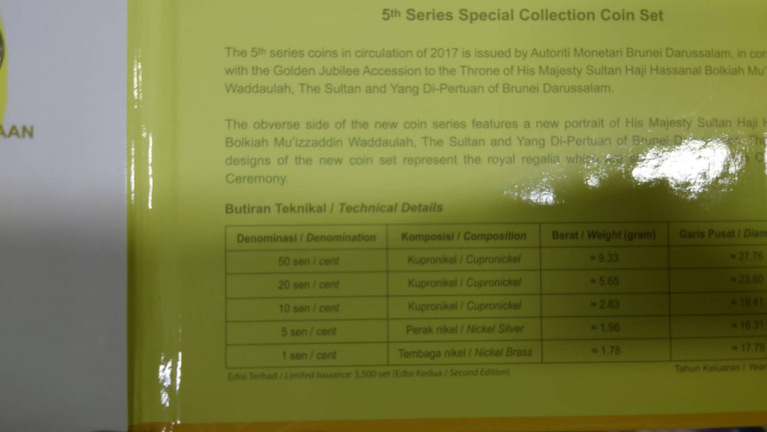 【囧羊收藏】精选微拍第35期暨2021年第二十六期 金属币专场 2017年文莱苏丹登基50周年纪念硬币套装 原册全品（发行量3500册）