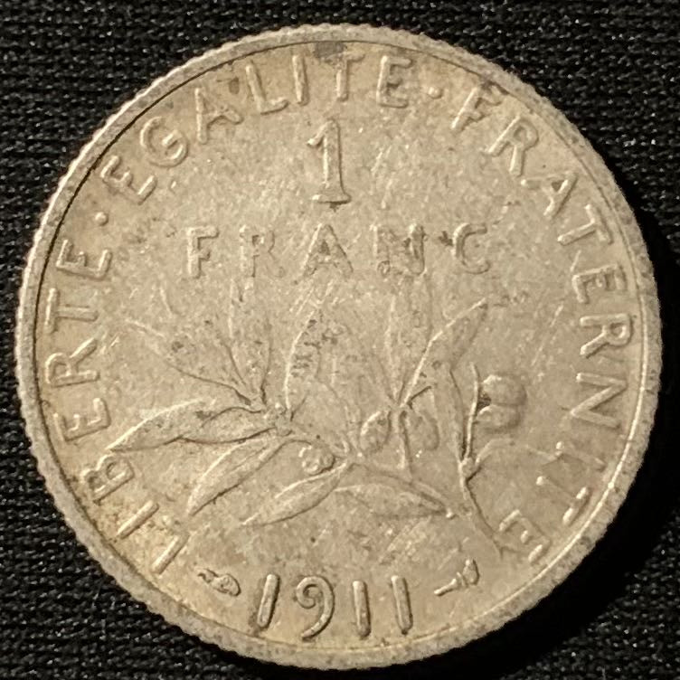 紫瑗钱币——第162期拍卖 法国 1911年 播种女神 1法郎 5克 0.835银