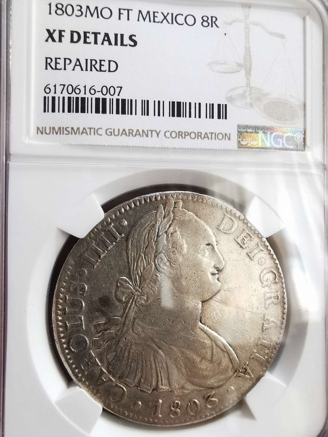 凡希社世界钱币微拍第一百六十五期 1803墨西哥卡四双柱NGC-XFD