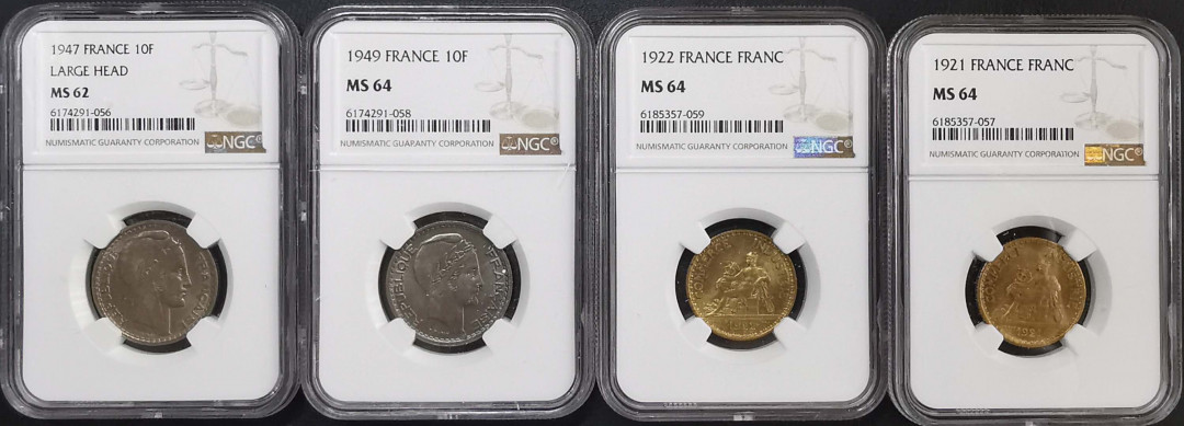 凡希社世界钱币微拍第一百六十五期 法国四枚一组