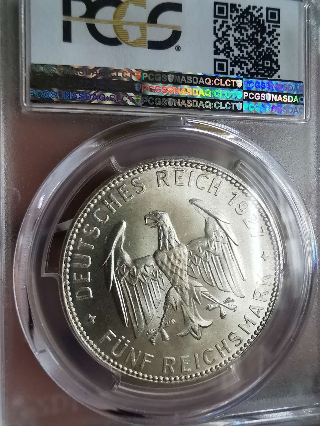 凡希社世界钱币微拍第一百六十五期 荐！1927F魏玛图宾根大学纪念5马克PCGS-MS66顶级品收藏级！
