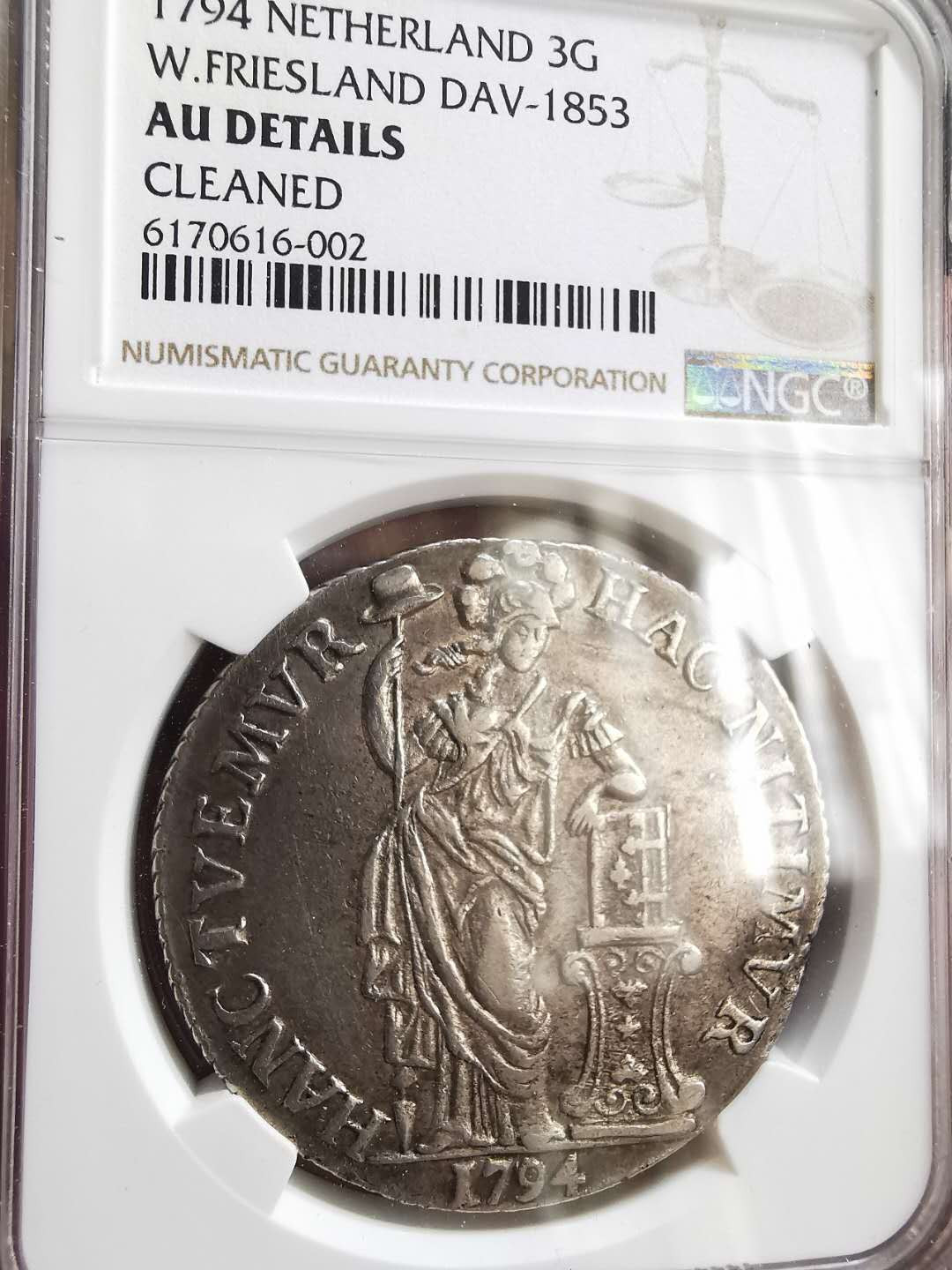 凡希社世界钱币微拍第一百六十五期 1794西弗里斯兰3盾大银NGC-AUD