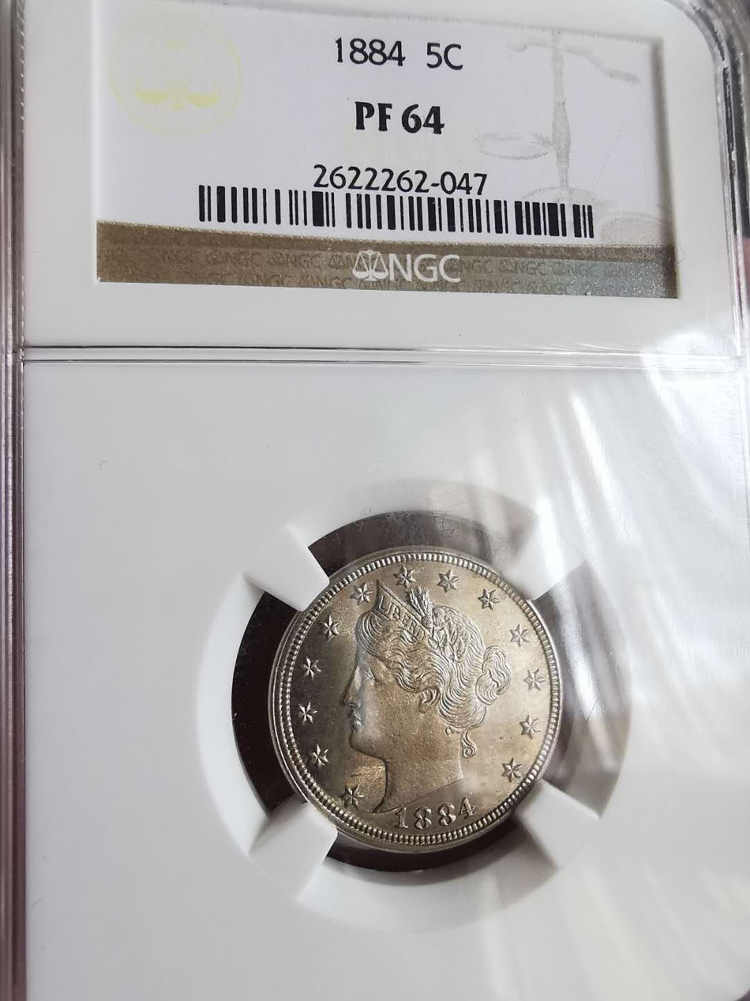 凡希社世界钱币微拍第一百六十五期 荐！1884美国BARBER五分镍币精铸NGC-PF64收藏级！