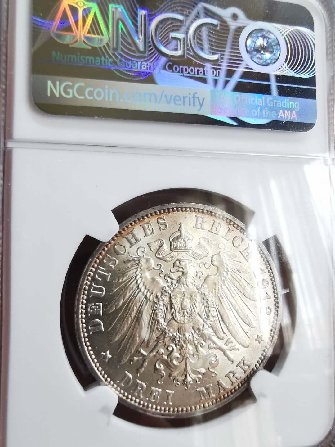 凡希社世界钱币微拍第一百六十五期 1911萨克森3马克NGC-MS62