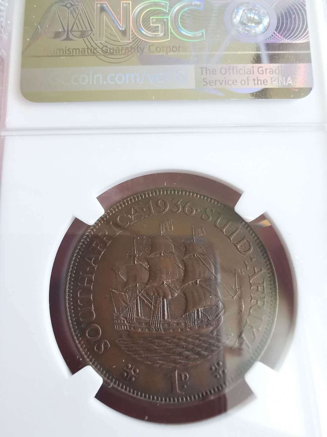 凡希社世界钱币微拍第一百六十五期 1936南非乔五便士大铜NGC-MS62