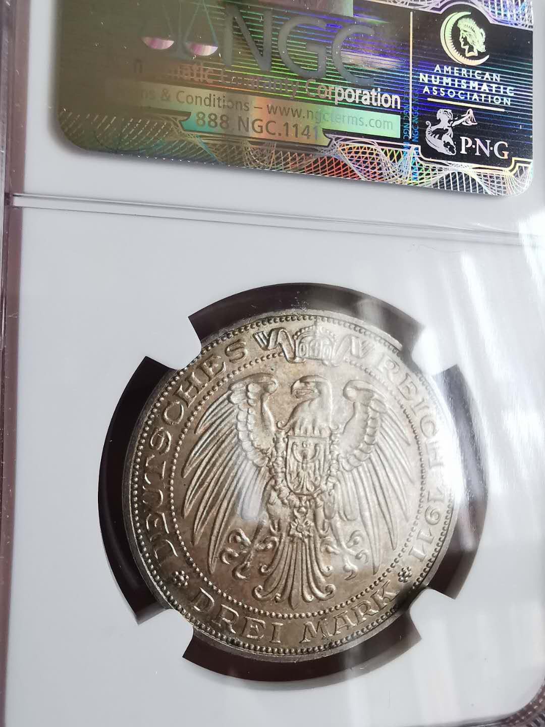 凡希社世界钱币微拍第一百六十五期 1911普鲁士3马克NGC-MS64