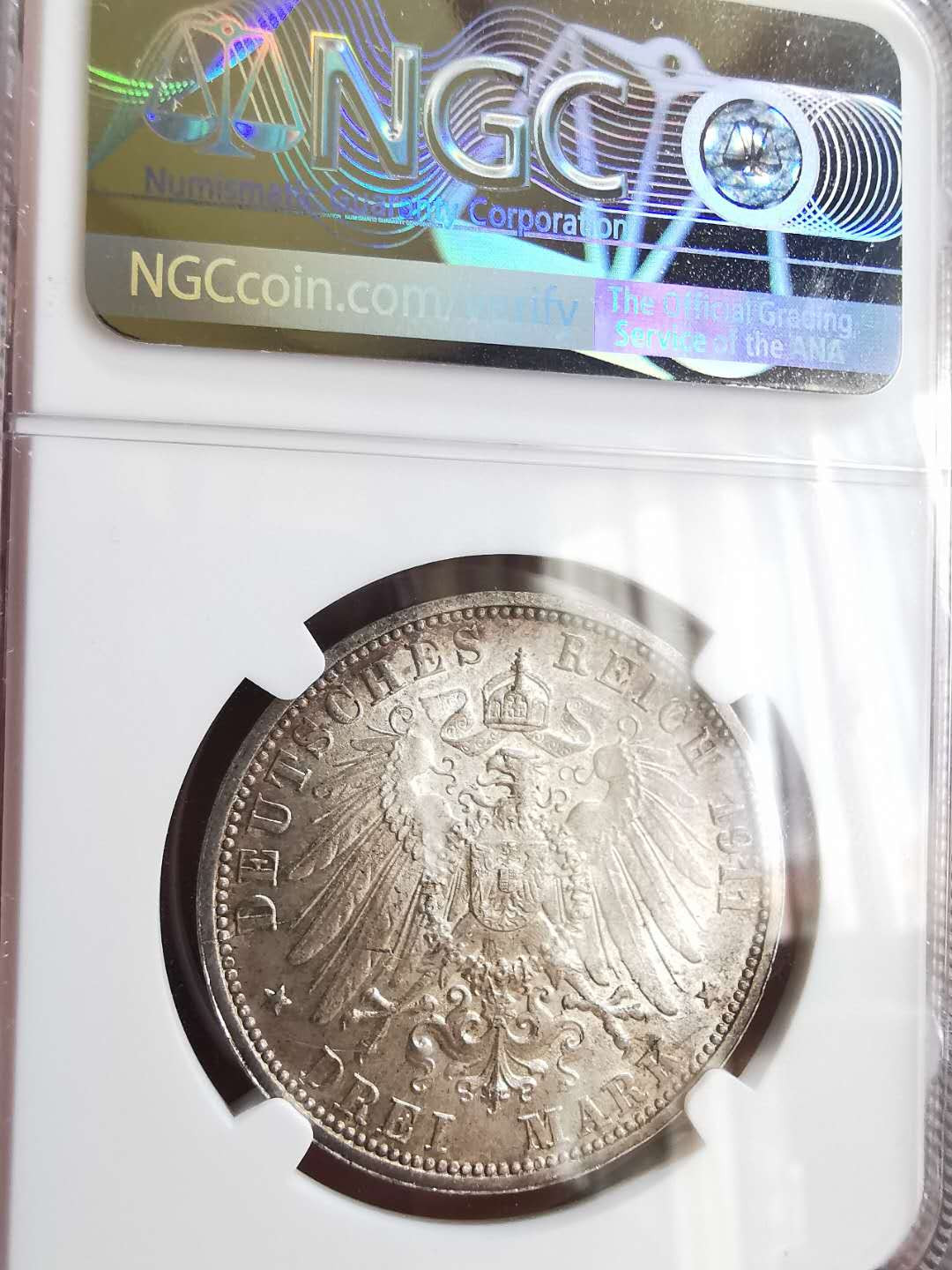 凡希社世界钱币微拍第一百六十五期 1911符腾堡3马克NGC-MS64
