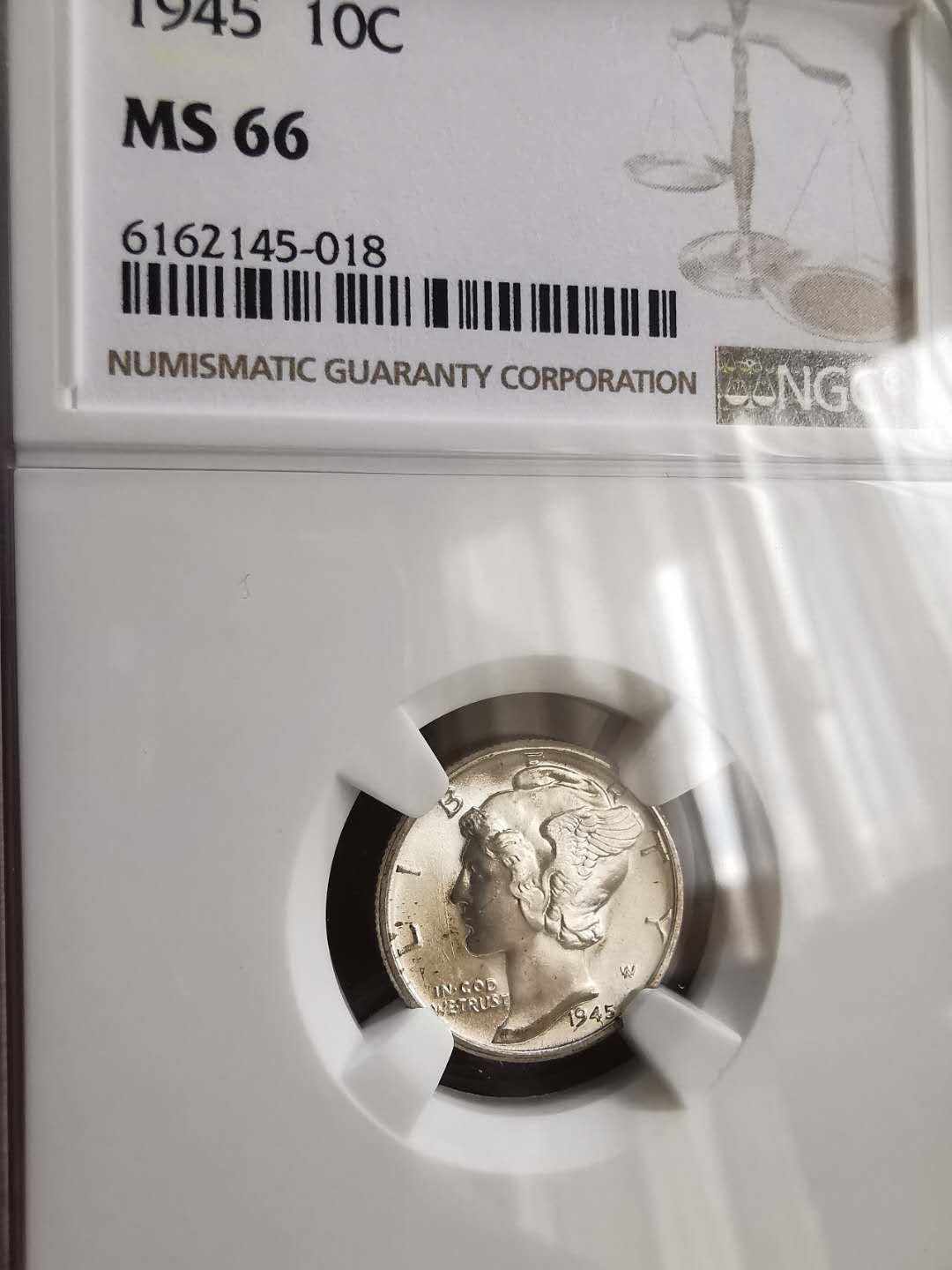 凡希社世界钱币微拍第一百六十五期 1945美国墨丘利10分NGC-MS66高分！