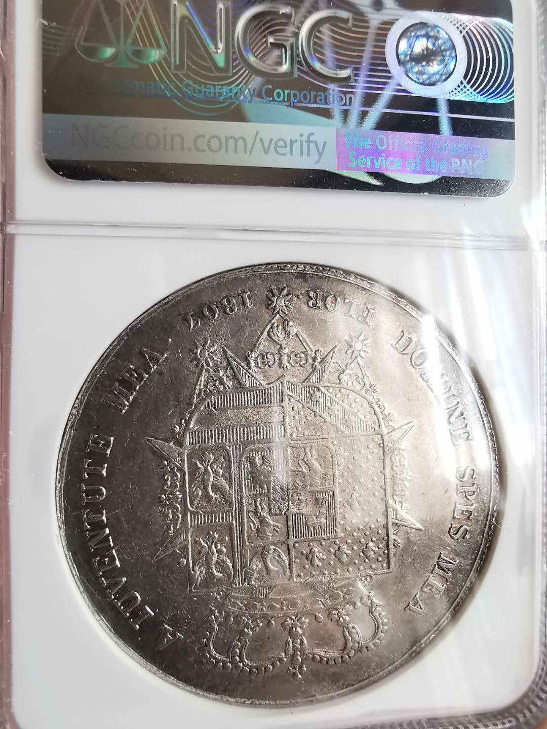 凡希社世界钱币微拍第一百六十五期 1807托斯卡纳母与子10里拉大银NGC-AU53