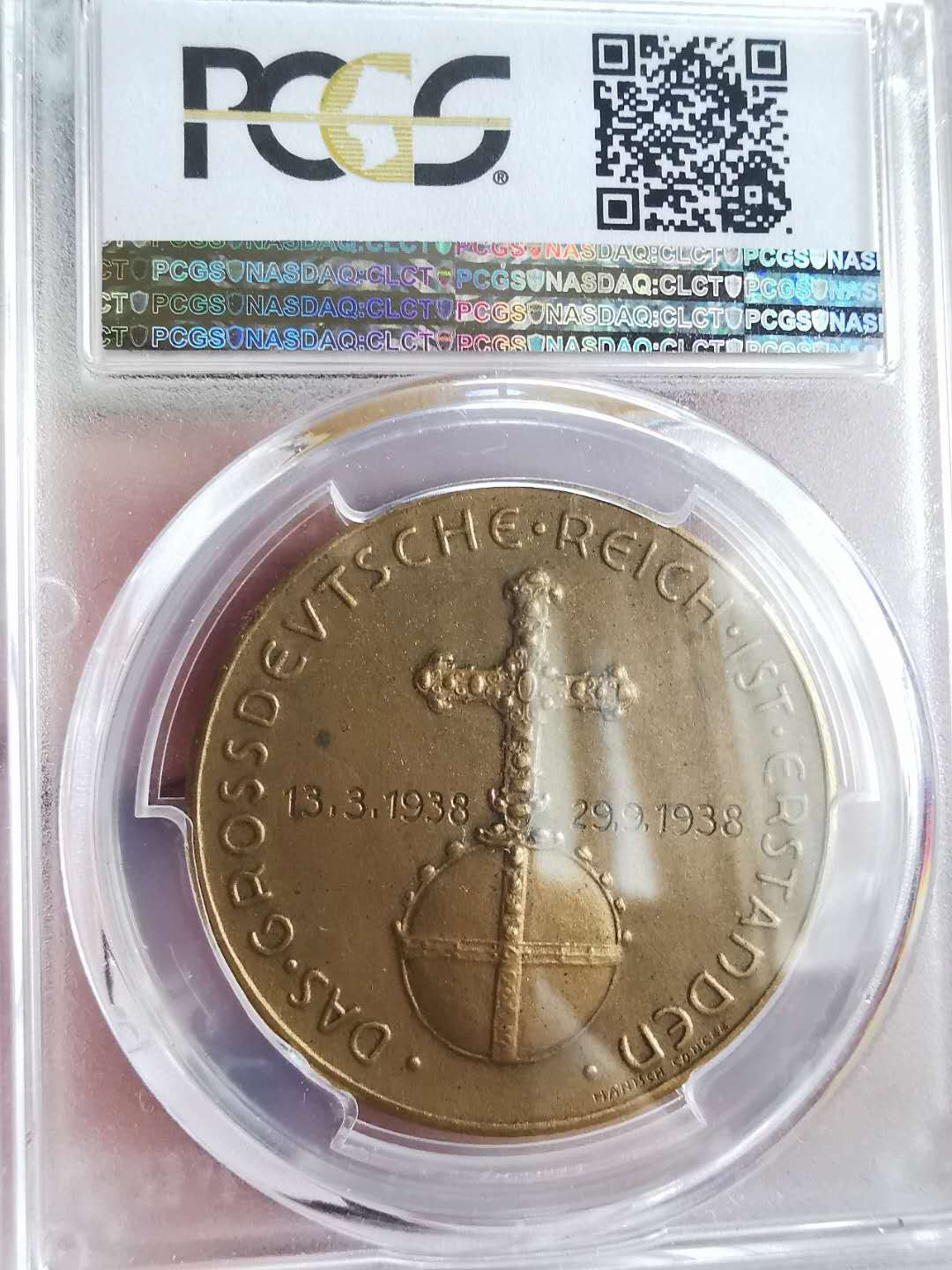 凡希社世界钱币微拍第一百六十五期 1938第三帝国吞并奥地利纪念章PCGS-SP64