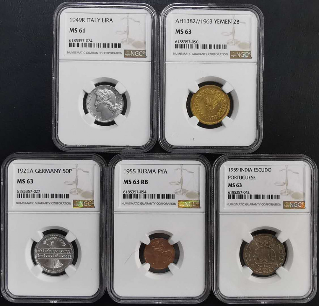 凡希社世界钱币微拍第一百六十五期 评级币五枚一组2