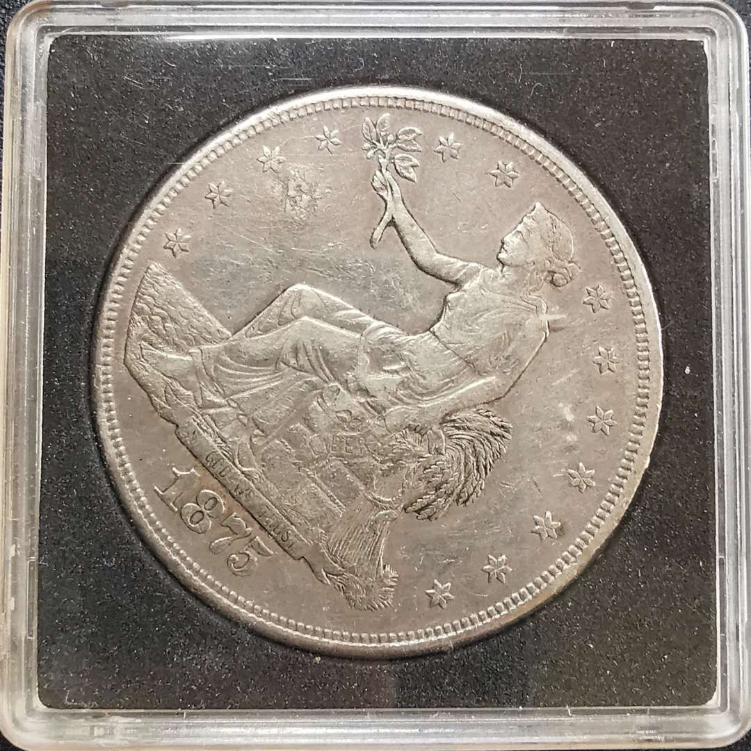 凡希社世界钱币微拍第一百六十五期 1875美国拿花壹圆美品带戳