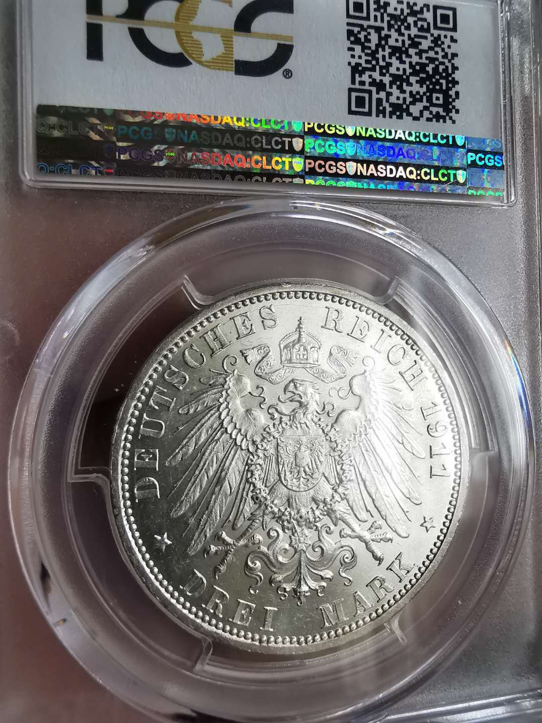 凡希社世界钱币微拍第一百六十五期 1911吕贝克3马克PCGS-MS64
