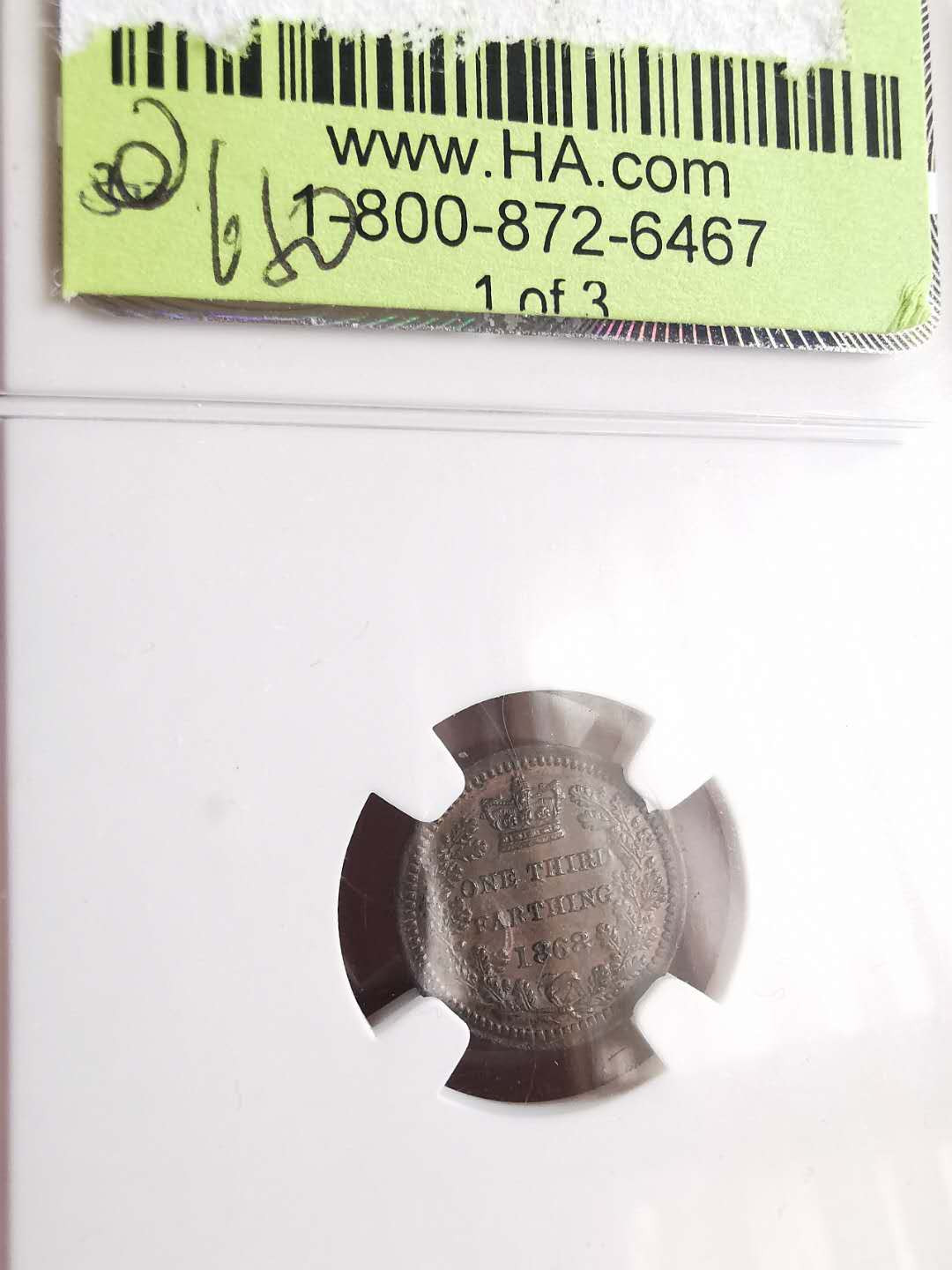 凡希社世界钱币微拍第一百六十五期 1868英国小维1/3法新NGC-MS64