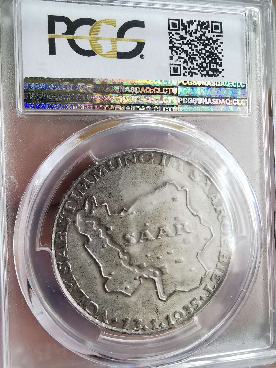 凡希社世界钱币微拍第一百六十五期 1935第三帝国萨尔区纪念银章PCGS-SP63边铭PREUSS