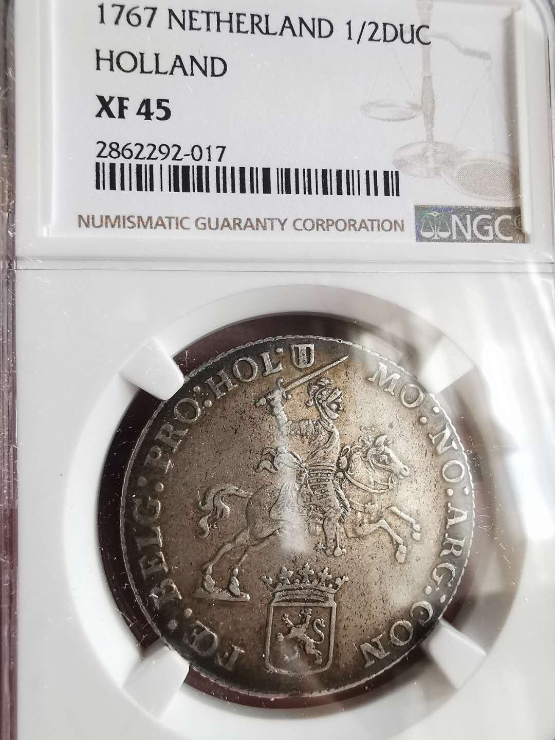 凡希社世界钱币微拍第一百六十五期 1767荷兰小马剑NGC-XF45原味