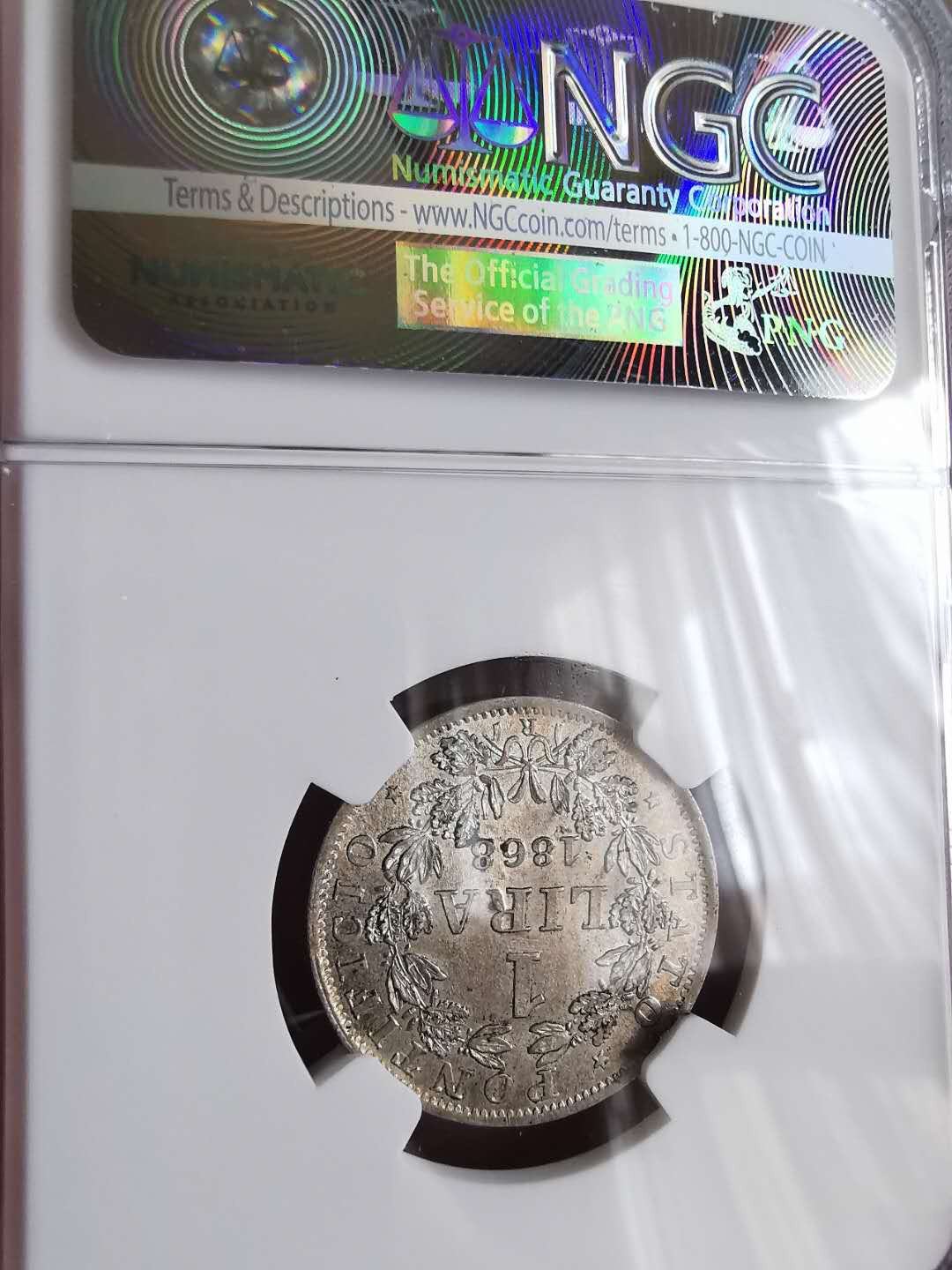 凡希社世界钱币微拍第一百六十五期 1868梵蒂冈里拉NGC-MS62