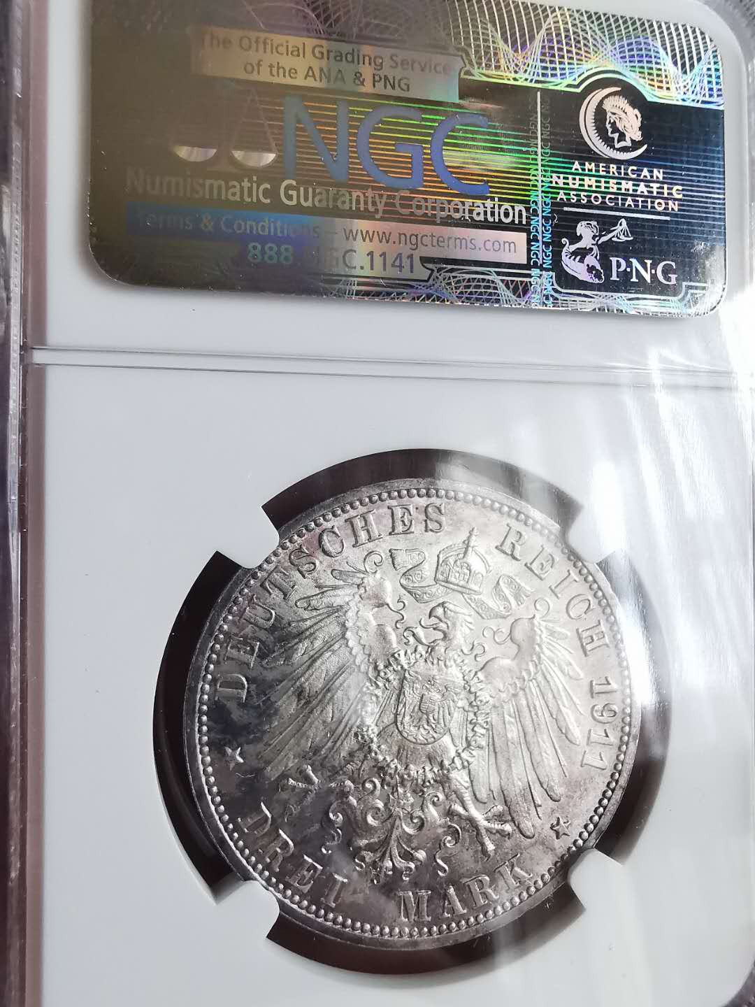 凡希社世界钱币微拍第一百六十五期 1911符腾堡3马克NGC-MS65